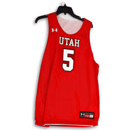 Mens Red White Utah Utes Deivon Smith #5 Basketball Jersey Size Large
