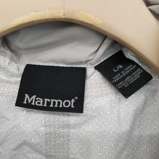 Marmot Light Gray Nylon Hooded Full Zip Jacket WM Size L image number 3