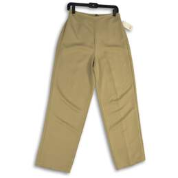 NWT New York & Company Womens Tan Flat Front Straight Leg Ankle Pants Size 8