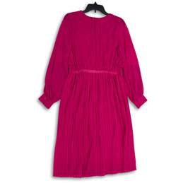 NWT Banana Republic Womens Pink Surplice Neck Pleated Midi A-Line Dress Size S alternative image