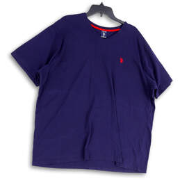 Womens Blue V-Neck Short Sleeve Regular Fit Pullover T-Shirt Size 2XL