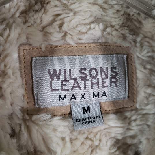 Womens Maxima Long Sleeve Collared Pockets Leather Jacket Size Medium image number 4