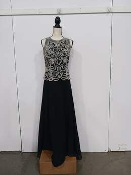 JKARA Beaded Sleeveless Scallop Long Dress Size 6