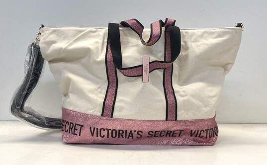 Victoria's Secret Pink Glitter Large Canvas Tote Bag image number 2