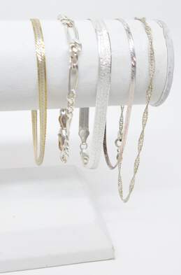925 & 925 Vermeil Herringbone Twisted & Figaro Chain Bracelets 18.6g alternative image