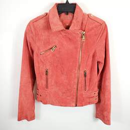MNG  Women Coral Suede Leather Jacket XXS