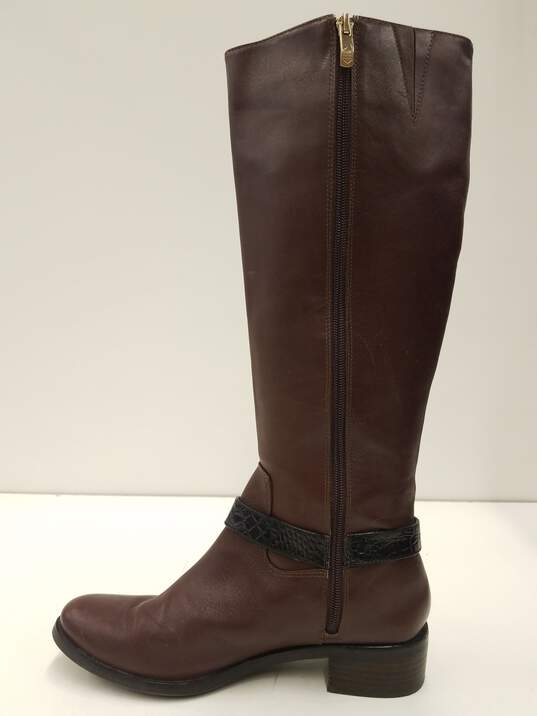 Vince Camuto Vincina Brown Leather Zip Tall Knee Riding Boots Women's Size 9 M image number 7
