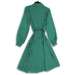 NWT Womens Green Polka Dot Long Sleeve Belted Button Front Shirt Dress Sz 6 alternative image