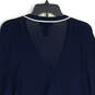 Womens Navy Blue Knitted V-Neck Button Front Cardigan Sweater Size Large image number 4