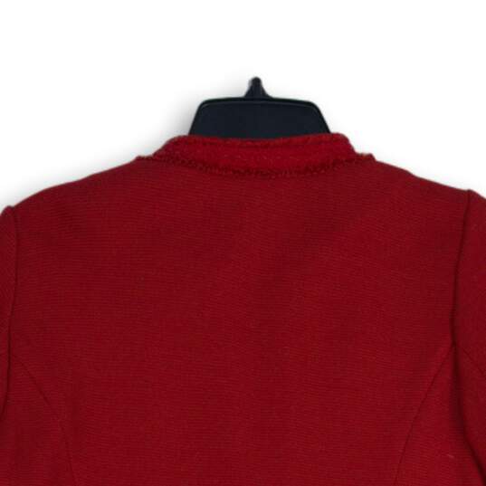 NWT Talbots Womens Red Long Sleeve Collarless Open Front Jacket Size MP image number 4