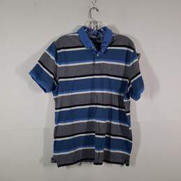 Mens Striped Slim Fit Collared Short Sleeve Activewear Polo Shirt Size XL