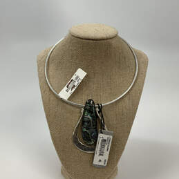 NWT Designer Robert Lee Morris Silver-Tone Abalone Choker Necklace