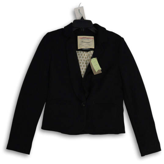 NWT womens Black Notch Lapel Single Breasted One Button Blazer Size 6 image number 1