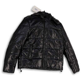 NWT Womens Black Long Sleeve Mock Neck Hooded Full-Zip Puffer Jacket Size S