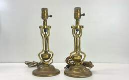 2 Vintage Brass Lamps Pair of 1940's Table Top Tilt / Pivoting Metal Lamps