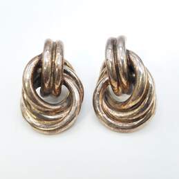 Modern Israel Sterling Silver Electroformed Knot Omega Back Post Earrings 22.5g