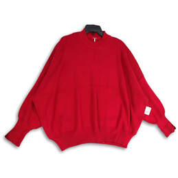 NWT Womens Red Knitted Crew Neck Long Sleeve Pullover Sweater Size Medium