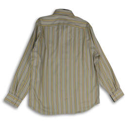 Mens Yellow Blue Striped Long Sleeve Spread Collar Button-Up Shirt Size M alternative image