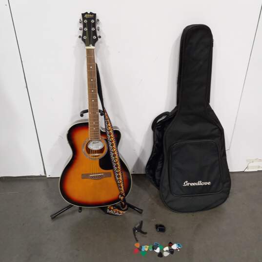 Mitchell Acoustic Guitar In Case w/ Picks & Stand image number 1