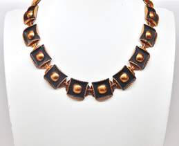 Vintage Matisse Renoir & Fashion Copper Clip-On Earrings & Collar Necklace 118.7g alternative image
