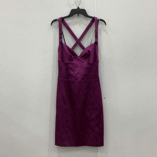 NWT Womens Purple Sleeveless Sweetheart Neck Back Zip Sheath Dress Size 10 image number 2