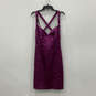 NWT Womens Purple Sleeveless Sweetheart Neck Back Zip Sheath Dress Size 10 image number 2