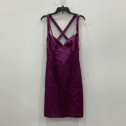 NWT Womens Purple Sleeveless Sweetheart Neck Back Zip Sheath Dress Size 10 alternative image