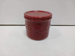 Longaberger Red Pottery Crock Canister