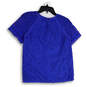Womens Blue Eyelet Short Sleeve Round Neck Pullover Blouse Top Size 8 image number 2