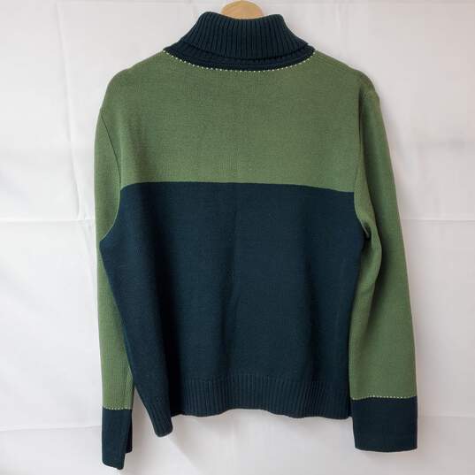 St. John Sport By Marie Gray Wool Blend Blue/Green Pullover Sweater Women's LG image number 2