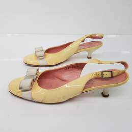 Salvatore Ferragamo Pale Yellow Patent Leather Slingback Kitten Heels Women's Size 7.5 alternative image
