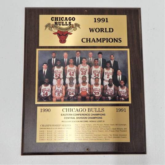 Chicago Bulls 25th Anniversary NBA 1991 World Championship Plaque Team Photo image number 1