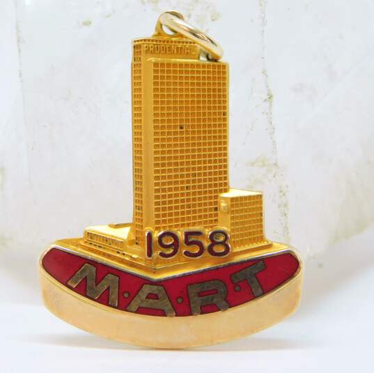 Vintage 1968 10K Yellow Gold Enamel MART Charm Pendant 6.1g image number 1