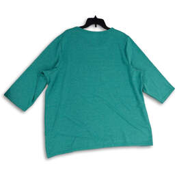 NWT Womens Green Heather Round Neck Short Sleeve Pullover T-Shirt Size 3X alternative image