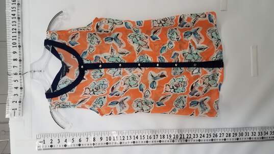Latin Quarters 100% Polyester Orange and Blue Floral Print Sleeveless Women's Top image number 4