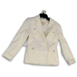 Womens White Linen Long Sleeve Single Breasted One Button Blazer Size 00