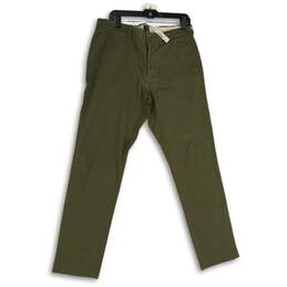 NWT J.Crew Mens Green Stretch Slash Pocket Flat Front Chino Pants Size W33 L32