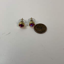 Designer Kate Spade Gold-Tone Pink Crystal Stone Stud Earrings w/ Dust Bag