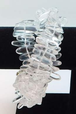 Artisan 925 Sterling Silver Clear Quartz Triple Strand Toggle Bracelet alternative image