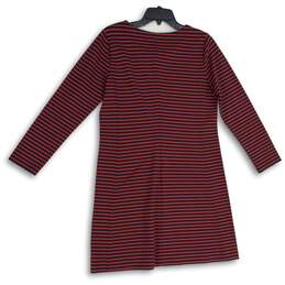 NWT Madewell Womens Red Navy Blue Striped Crew Neck Back Zip Sheath Dress Size L alternative image
