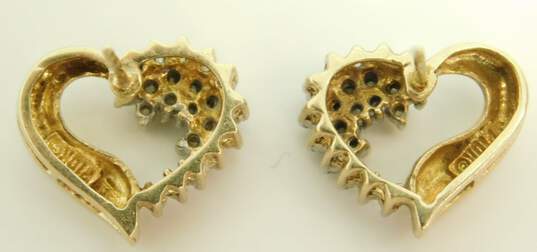 10K Yellow Gold 0.44 CTTW Diamond Ribbon Heart Post Earrings 2.6g image number 6