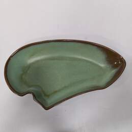 Frankoma Free Form Green & Brown Pottery Platter # 4P alternative image