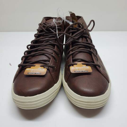 Skechers Men's Air Cooled Memory Foam Brown Leather High Top Sneakers Size 12 image number 2