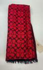 COACH Signature Red Black Cashmere Silk Long Wrap Scarf image number 1