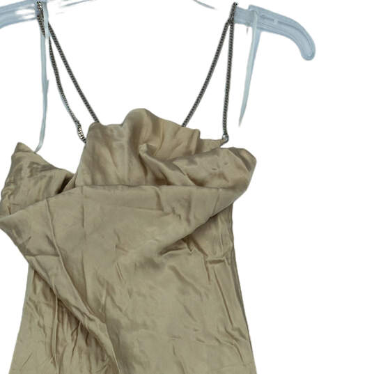 Womens Tan Sleeveless Chain Strap Back Zip Stylish Mini Dress Size Small image number 3