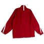 Mens Red White Mock Neck Long Sleeve Full-Zip Windbreaker Jacket Size XL image number 2