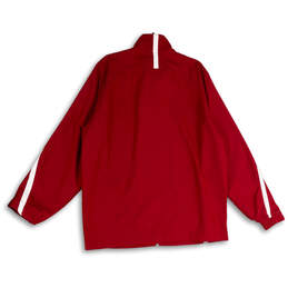 Mens Red White Mock Neck Long Sleeve Full-Zip Windbreaker Jacket Size XL alternative image