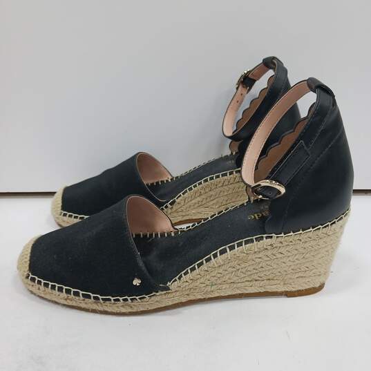 Kate Spade Black Canvas Wedge Sandals Women's Size 8B image number 1