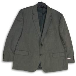 NWT Womens Gray Notch Lapel Flap Pocket Long Sleeve Two Button Blazer Size 52R