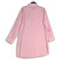 Womens Pink Long Sleeve Collared Front Pocket Button-Up Sleepshirt Size L image number 2